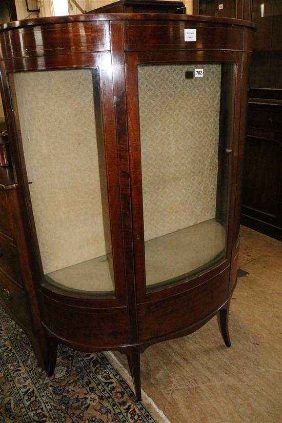 Edwardian mahogany bowfront display cabinet(-)